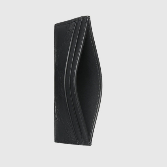 Gucci GG Mens Black Rubber Effect Leather Card Holder - Picture 2 of 7